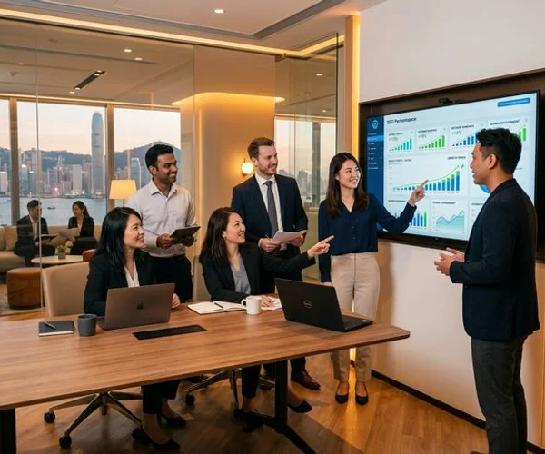 SEOENGINE 團隊在審閱 SEO 分析報告