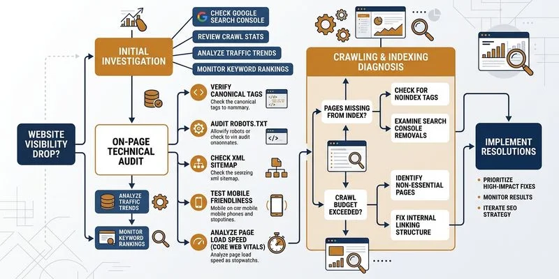 技術 SEO 問題診斷流程圖