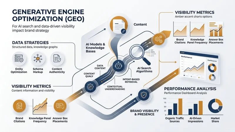 生成式搜尋優化 GEO 概念圖展示 AI 搜尋與品牌能見度