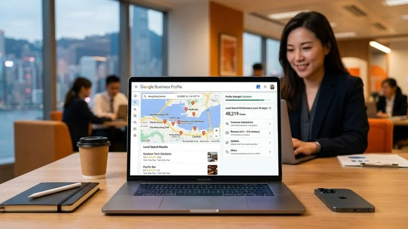 Google 商家檔案優化介面展示本地搜尋結果地圖